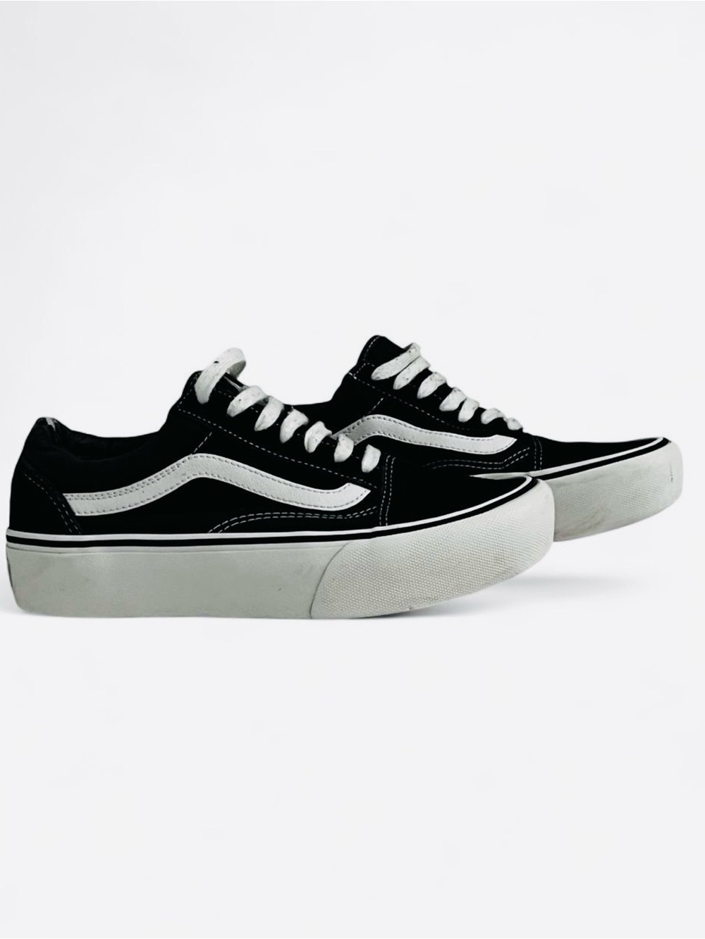 Vans Old Skool Platform Black White Sneakers Women 7 Men 5.5